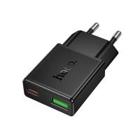 Сетевое зарядное устройство HOCO N73 Speed 1xUSB + 1xUSB-C, 3A, 20W, черный фото