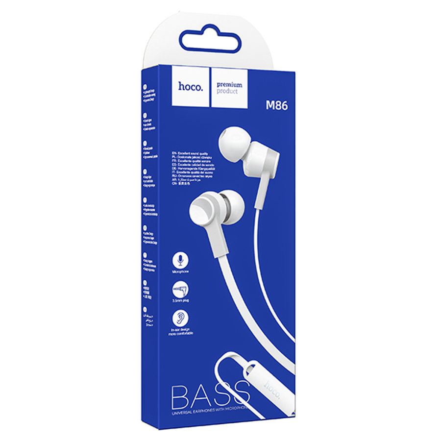 Проводные наушники HOCO M86 Oceanic, Jack 3.5mm, 1.2 м, белый фото
