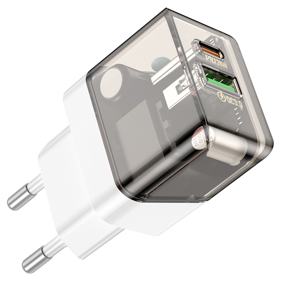 Сетевое зарядное устройство BOROFONE BA80A Scenery 1xUSB + 1xUSB-C, 20W, черный фото