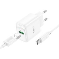Сетевое зарядное устройство HOCO C140A Smart 1xUSB с Кабелем USB - Type-C, 18W, белый фото