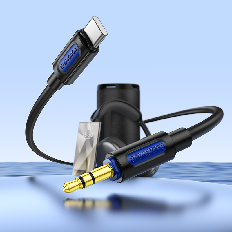 Аудиокабель BOROFONE BL20 True sound AUX Jack 3,5 (m) - Type-C (m), 1 м, черный фото