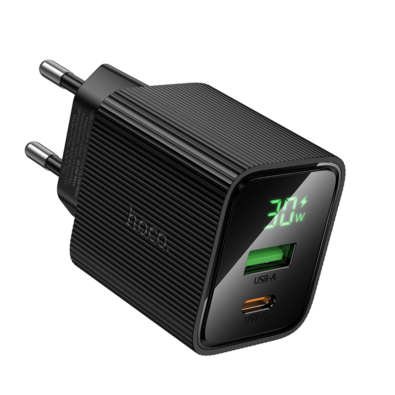 Сетевое зарядное устройство HOCO CS84A Excellent 1xUSB + 1xUSB-C, 3A, 30W, черный фото
