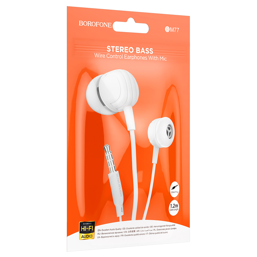 Проводные наушники BOROFONE BM77 Ascending, Jack 3.5mm, 1.2 м, белый фото