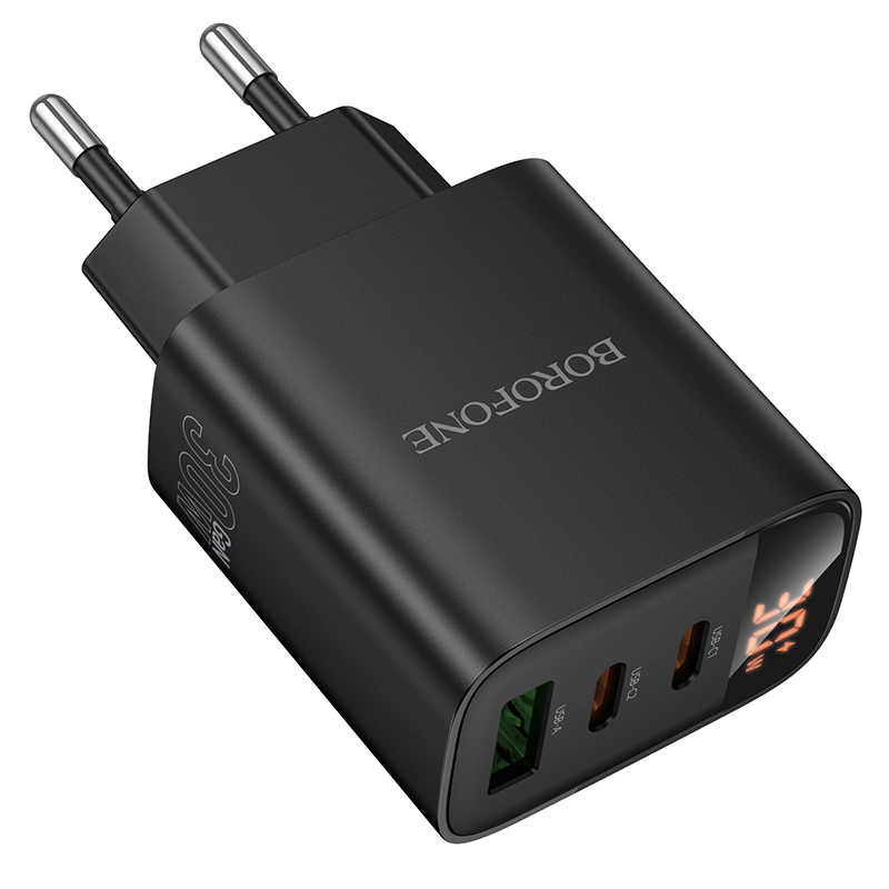 Сетевое зарядное устройство BOROFONE BA98A Ilustre  1xUSB + 2xUSB-C, 3A, 30W, черный фото