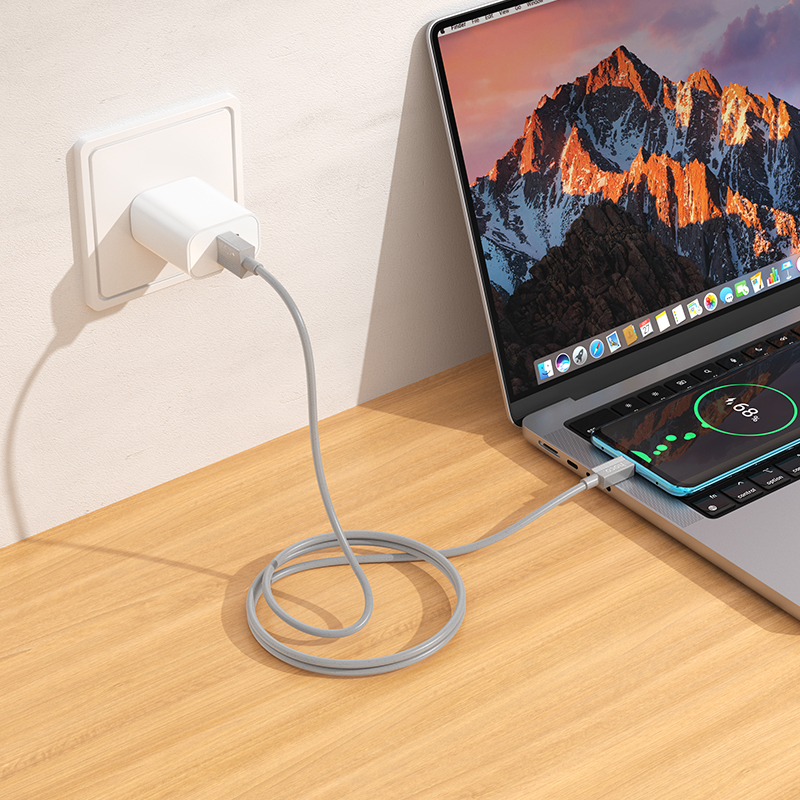 Кабель USB HOCO X107 Favor USB - Type-C, 3A, 1 м, серый фото