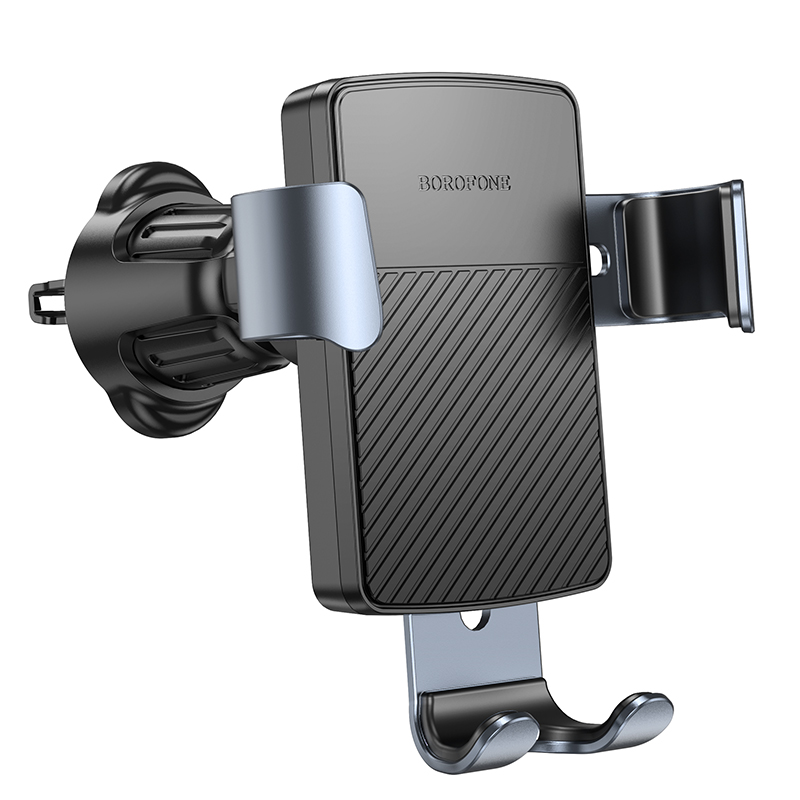 Автомобильный держатель BOROFONE BH118 Refined, зажимной, на воздуховод, черный+серый металлик фото