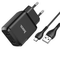 Сетевое зарядное устройство HOCO N7 Speedy 2xUSB с Кабелем USB - Micro, 2.1A, 10W, черный фото