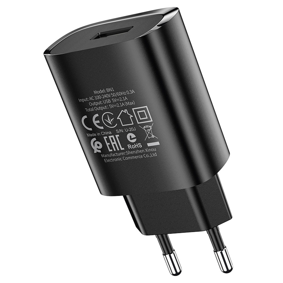 Сетевое зарядное устройство BOROFONE BN1 Innovative 1xUSB, 2.1A, черный фото