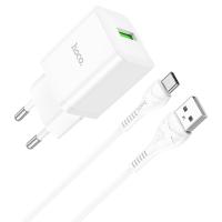 Сетевое зарядное устройство HOCO N26 Maxim 1xUSB с Кабелем USB - Type-C, 3.0A, 18W, белый фото