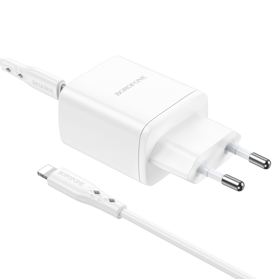 Сетевое зарядное устройство BOROFONE BN9 Reacher 2xUSB-C с Кабелем Type-C - Lightning, 35W, белый фото