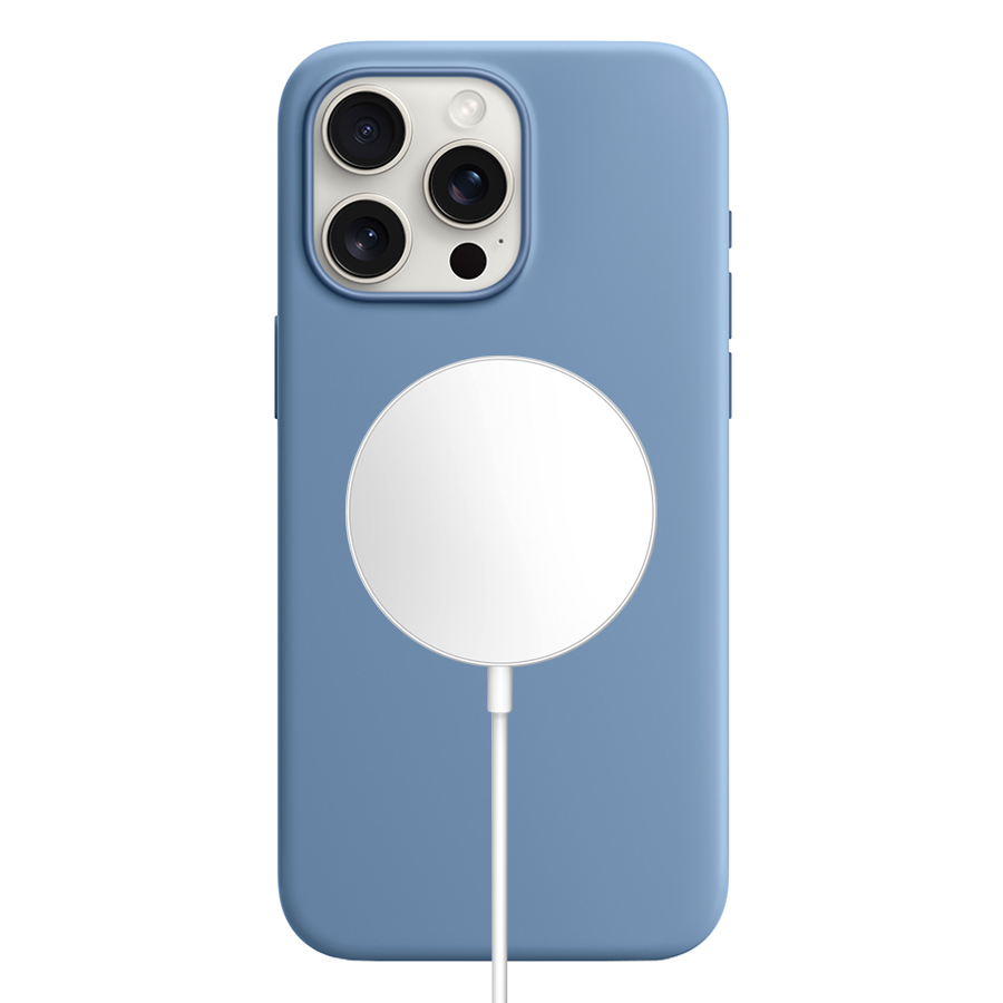 Чехол Silicone Case with MagSafe и Анимация цвета для iPhone 15 Pro Max 6.7", облачно-синий Winter Blue (4) фото