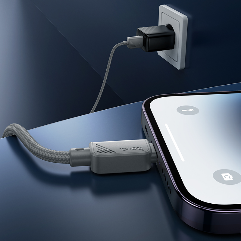 Кабель USB HOCO X113 Beneficio USB - Lightning, 2.4А, 1 м, серый фото