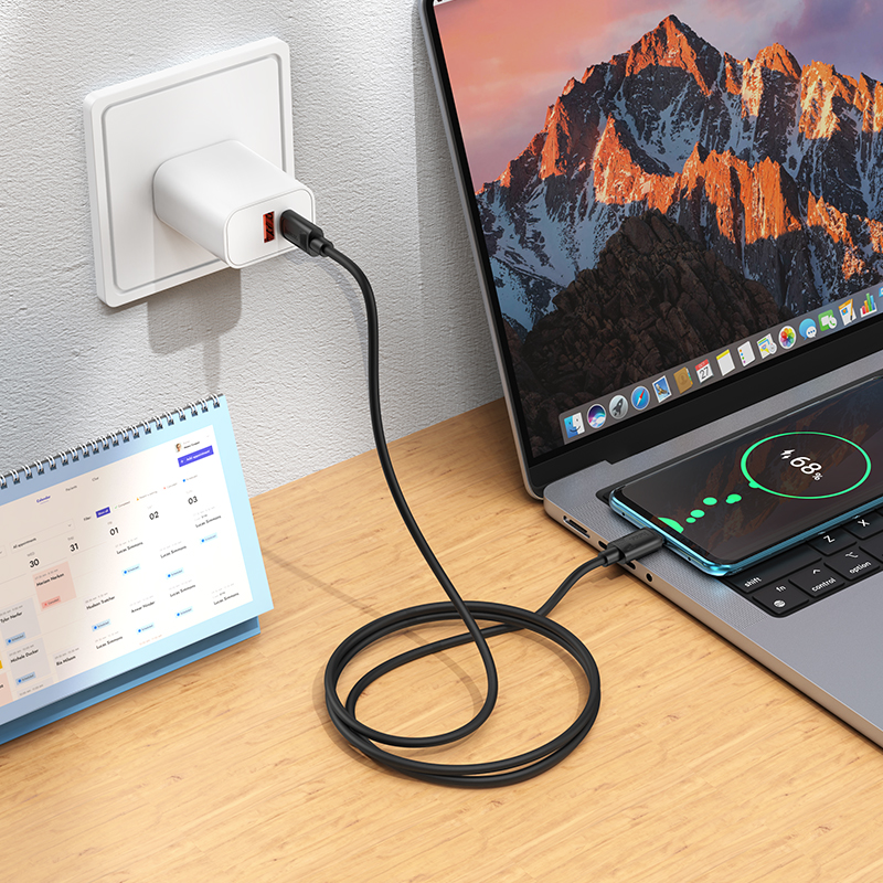 Кабель USB-C HOCO X122 Benefit Type-C - Type-C, 3A, 60W, 1 м, черный фото