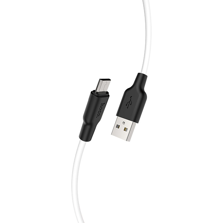 Кабель USB HOCO X21 Plus Silicone USB - MicroUSB, 2.4А, 1 м, белый+черный фото