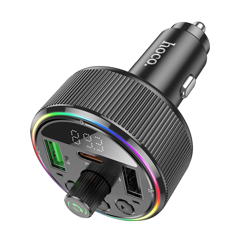 Автомобильное зарядное устройство с FM-Трансмиттер HOCO E82 Guerrero, 1xUSB + 1xUSB-C, 4.5A, 30W, черный фото