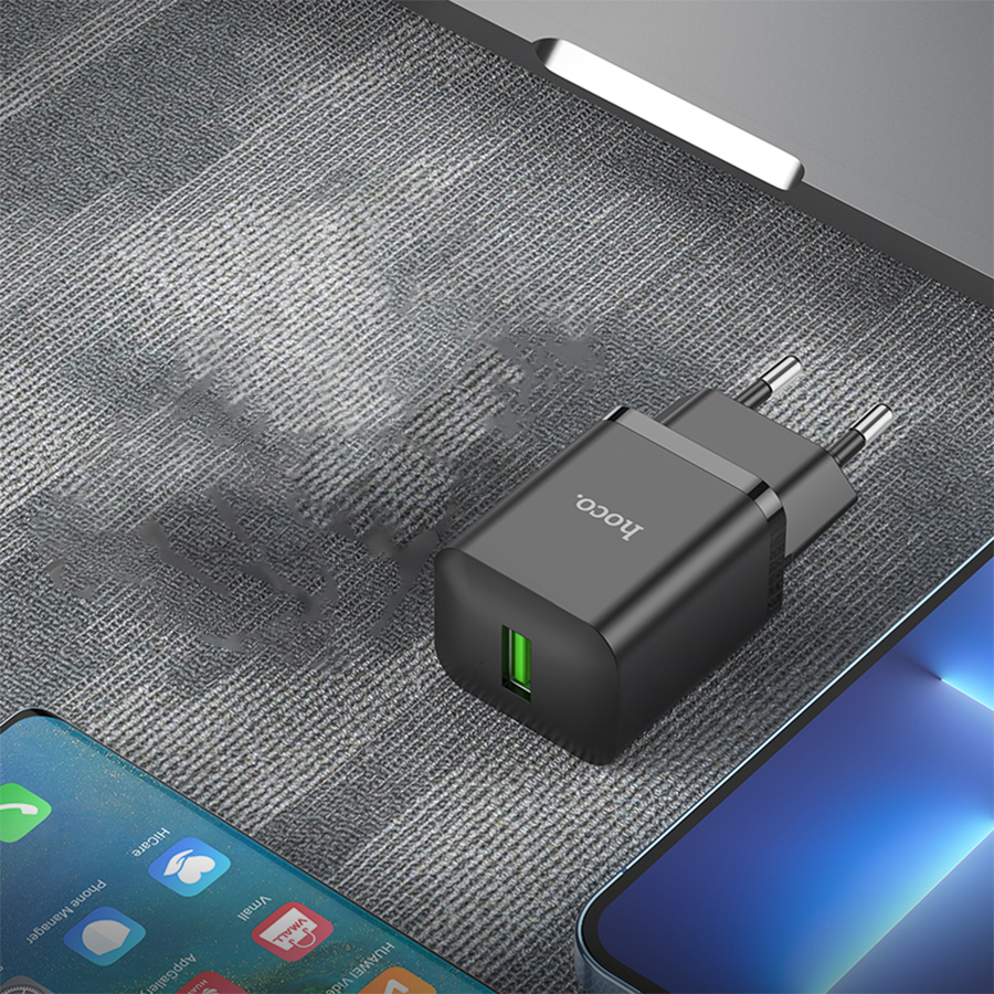 Сетевое зарядное устройство HOCO N26 Maxim 1xUSB, 3.0A, 18W, черный фото