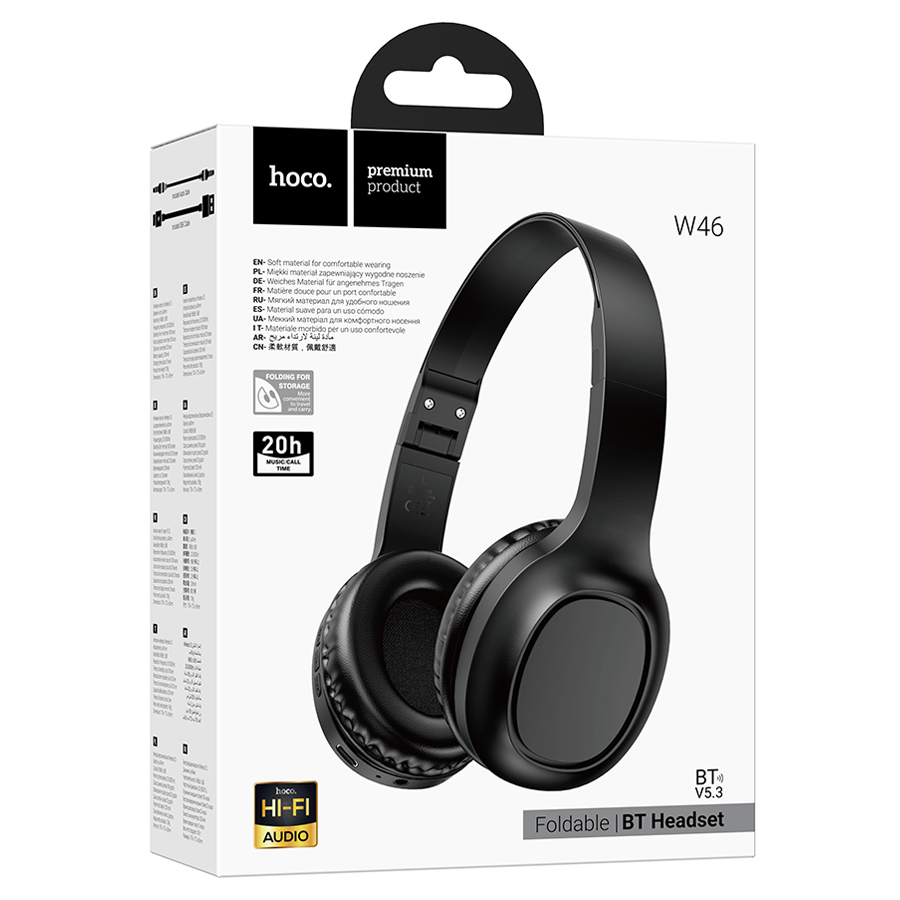 Беспроводные наушники накладные HOCO W46 Charm, Bluetooth, черный фото