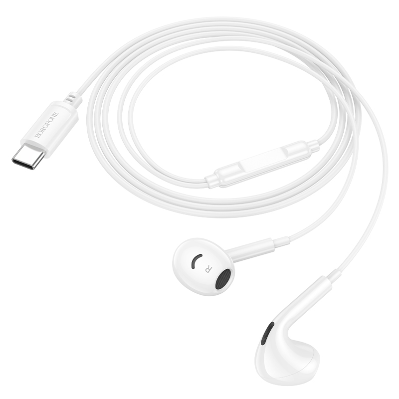 Проводные наушники BOROFONE BM96 Brilliant, Type-C, 1.2 м, белый фото