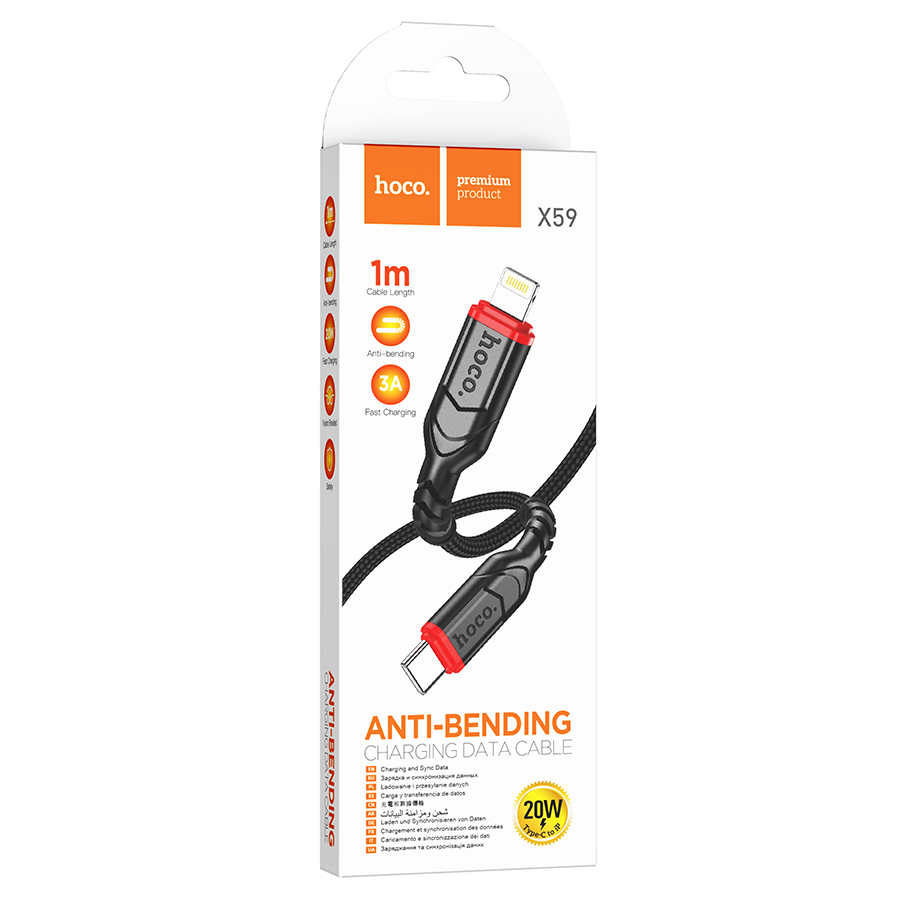 Кабель USB-C HOCO X59 Victory Type-C - Lightning, 20W, 1 м, черный оптом недорого с доставкой Кабель USB-C HOCO X59 Victory Type-C - Lightning, 20W, 1 м, черный фото