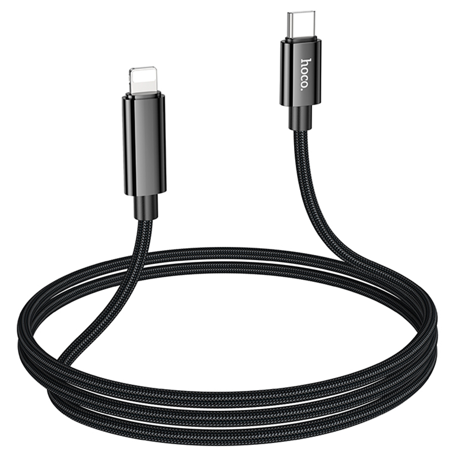 Кабель USB-C HOCO U125 Benefit Type-C - Lightning, 27W, 1.2 м, черный фото