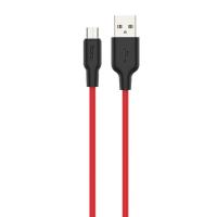 Кабель USB HOCO X21 Plus Silicone USB - MicroUSB, 2.4А, 1 м, красный+черный фото