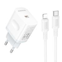 Сетевое зарядное устройство BOROFONE BA99A Breeze 1xUSB-C с Кабелем Type-C - Lightning, 20W, белый фото