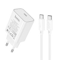 Сетевое зарядное устройство HOCO C143A Benefit 1xUSB-C с Кабелем Type-C - Type-C, 20W, белый фото