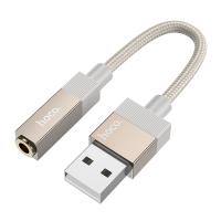 Переходник/Адаптер HOCO UPA32D Clever USB (m) - Jack 3,5 (f), 15 см, золотой фото