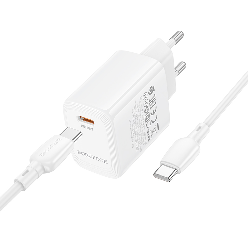 Сетевое зарядное устройство BOROFONE BN26 Fuente 1xUSB-C с Кабелем Type-C - Type-C, 20W, белый фото