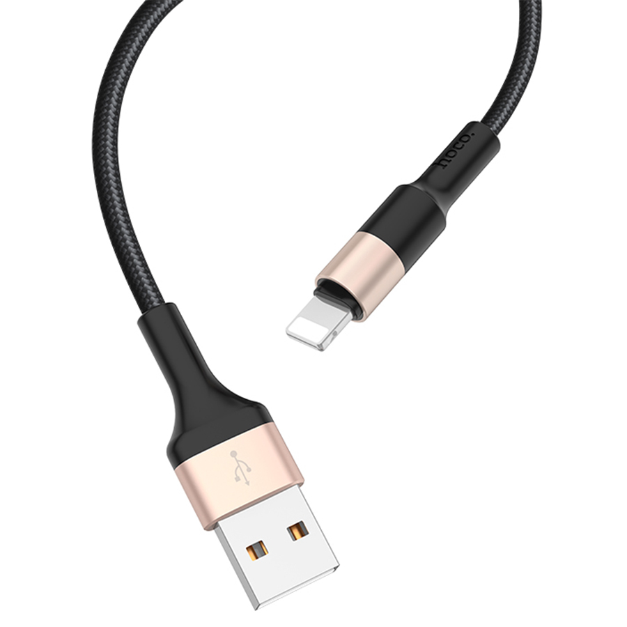 Кабель USB HOCO X26 Xpress USB - Lightning, 2А, 1 м, черный+золотой фото