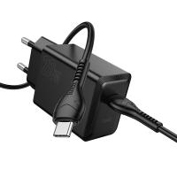 Сетевое зарядное устройство HOCO N68 Nuevo 1xUSB-C с Кабелем Type-C - Type-C, 20W, черный фото
