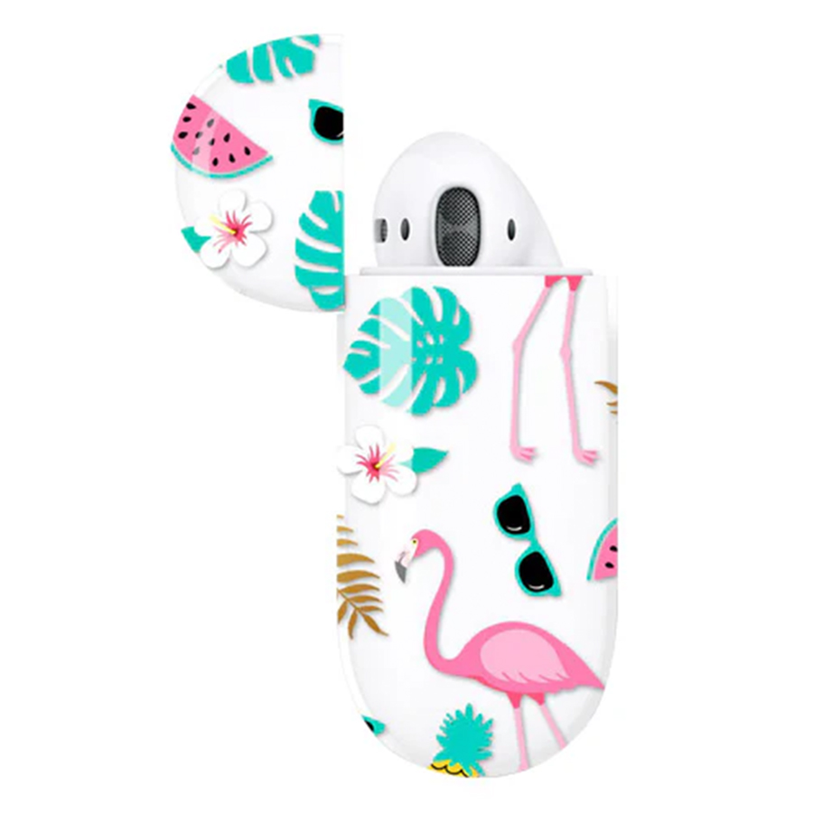 Чехол пластиковый Kingxbar со шнурком для Airpods 2, прозрачный, фламинго4 (9) фото