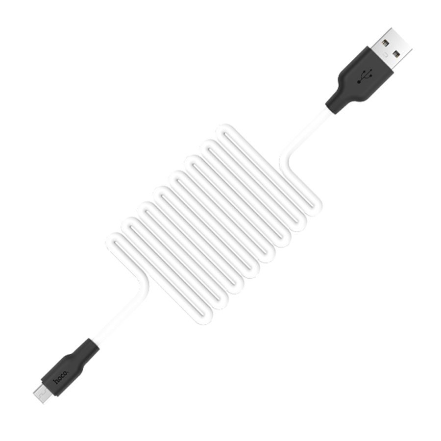 Кабель USB HOCO X21 Silicone USB - MicroUSB, 2А, 1 м, белый+черный фото