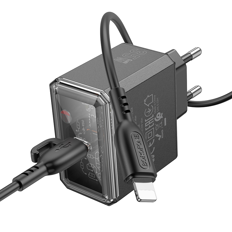 Сетевое зарядное устройство BOROFONE BAS31A Treasure 1xUSB-C с Кабелем Type-C - Lightning, 35W, черный фото