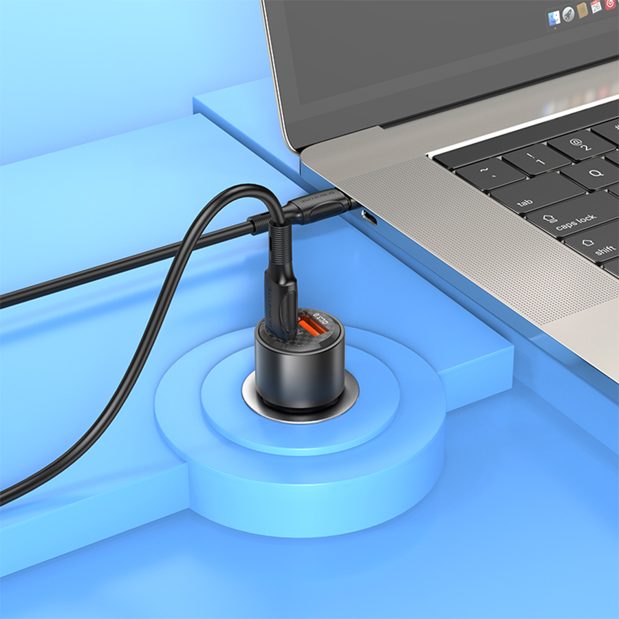 Автомобильное зарядное устройство BOROFONE BZ20A Smart, 1xUSB + 1xUSB-C, 83W, черный фото
