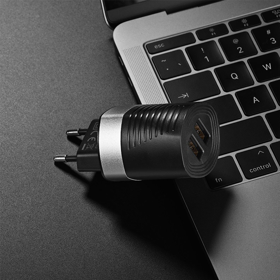 Сетевое зарядное устройство BOROFONE BA26A Mighty 2xUSB, 2.4A, черный фото