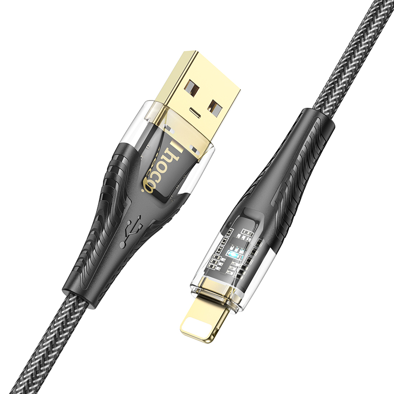 Кабель USB HOCO U121 Gold USB - Lightning, 2.4А, 1.2 м, черный фото