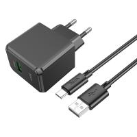 Сетевое зарядное устройство HOCO CS12A Ocean 1xUSB с Кабелем USB - Type-C, 18W, черный фото