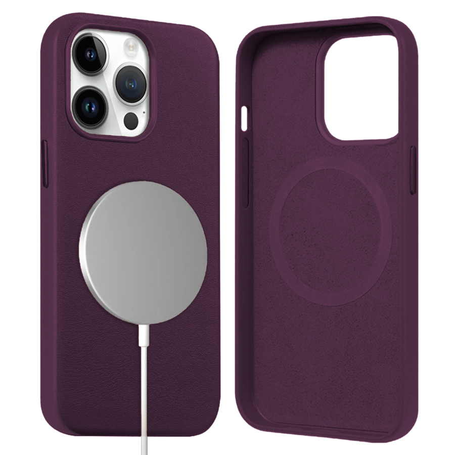 Чехол Leather Case MagSafe для iPhone 14 Pro Max 6.7", темная вишня Dark Cherry (6) фото