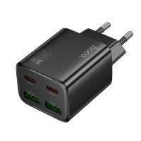 Сетевое зарядное устройство HOCO N56 Fundador 2xUSB + 2xUSB-C, 3A, 30W, черный фото