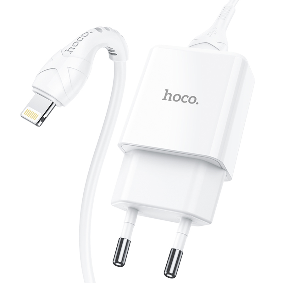 Сетевое зарядное устройство HOCO N9 Especial 1xUSB с Кабелем USB - Lightning, 2.1A, 10W, белый фото