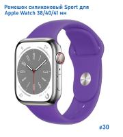 Ремешок силиконовый Great Case Sport для Apple Watch 38/40/41 мм, 225мм, на кнопке, темно-фиолетовый (30) фото