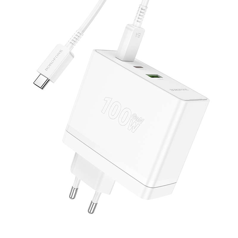 Сетевое зарядное устройство BOROFONE BN11 Imperial 1xUSB + 2xUSB-C с Кабелем Type-C - Type-C, 100W, белый фото