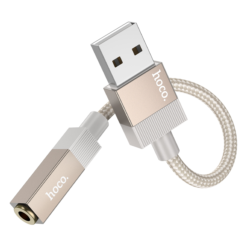 Переходник/Адаптер HOCO UPA32D Clever USB (m) - Jack 3,5 (f), 15 см, золотой фото