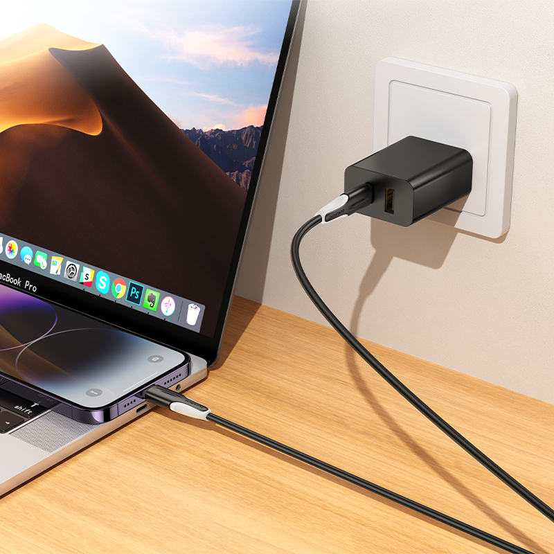 Кабель USB-C BOROFONE BX119 New Type-C - Lightning, 27W, 1 м, черный фото