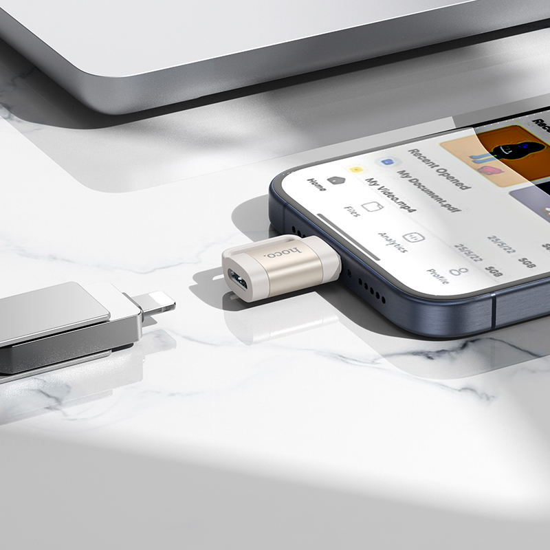 Переходник/Адаптер HOCO UA31E Type-C (m) - Lightning (f), черный фото