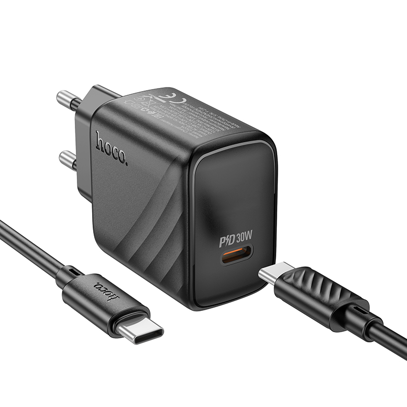 Сетевое зарядное устройство HOCO CS22A Value 1xUSB-C с Кабелем Type-C - Type-C, 30W, черный фото