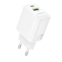 Сетевое зарядное устройство BOROFONE BN29 Fuente 1xUSB + 1xUSB-C, 3A, 30W, белый фото