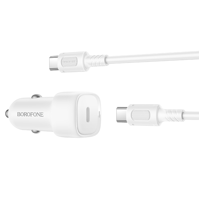 Автомобильное зарядное устройство BOROFONE BZ34A Cloud, 1xUSB-C с Кабелем Type-C - Type-C, 20W, белый фото