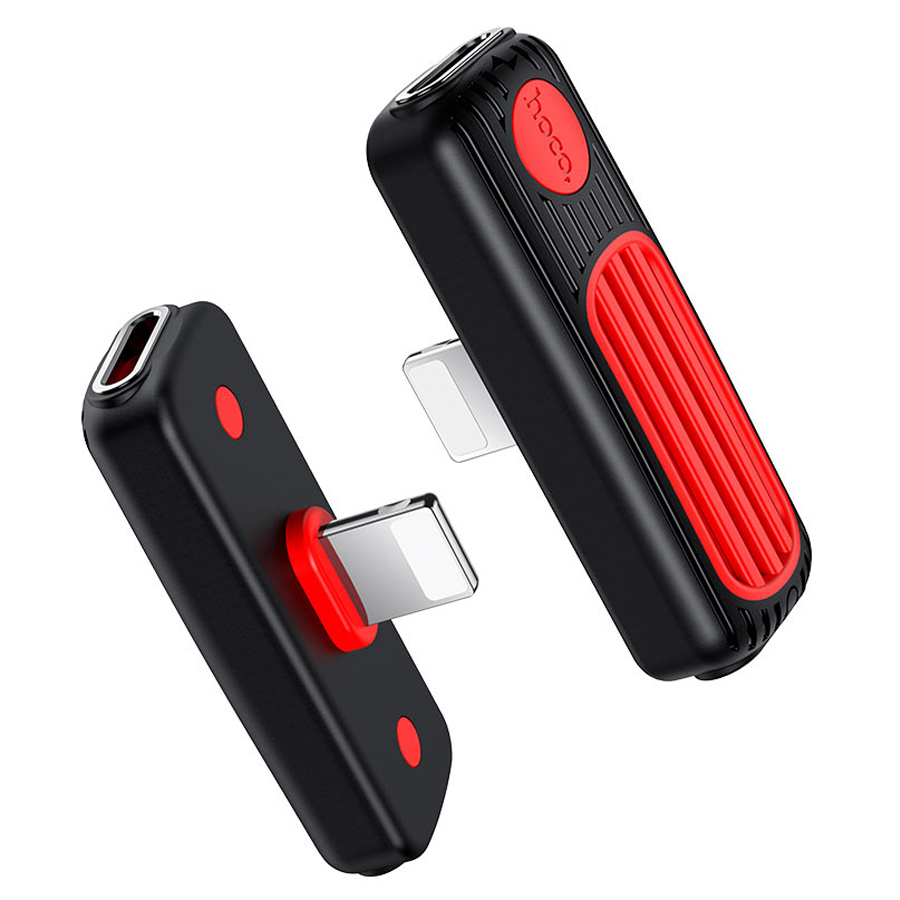 Переходник/Адаптер HOCO LS29 Dual 2 в 1 Lightning (m) - Dual Lightning (f), черный фото